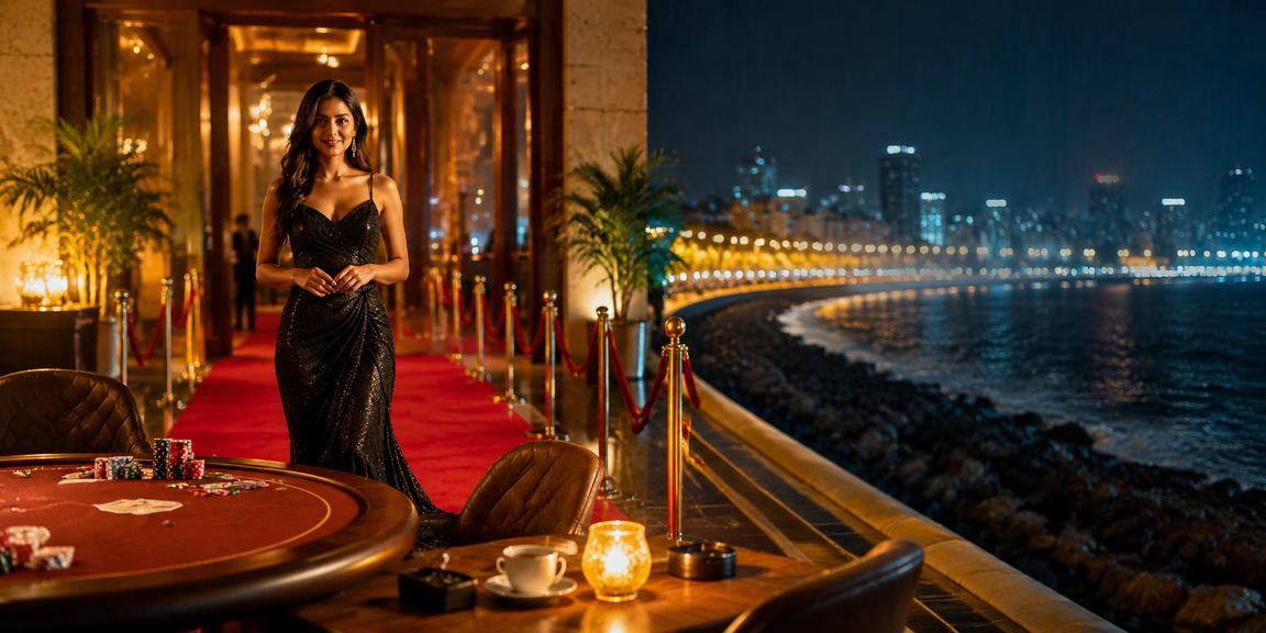 Lights along Marine Drive emphasizing Indian night entertainment